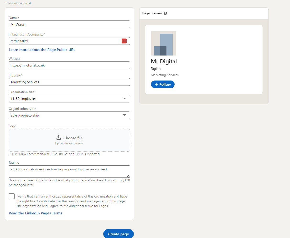 Fill in the Basic Info