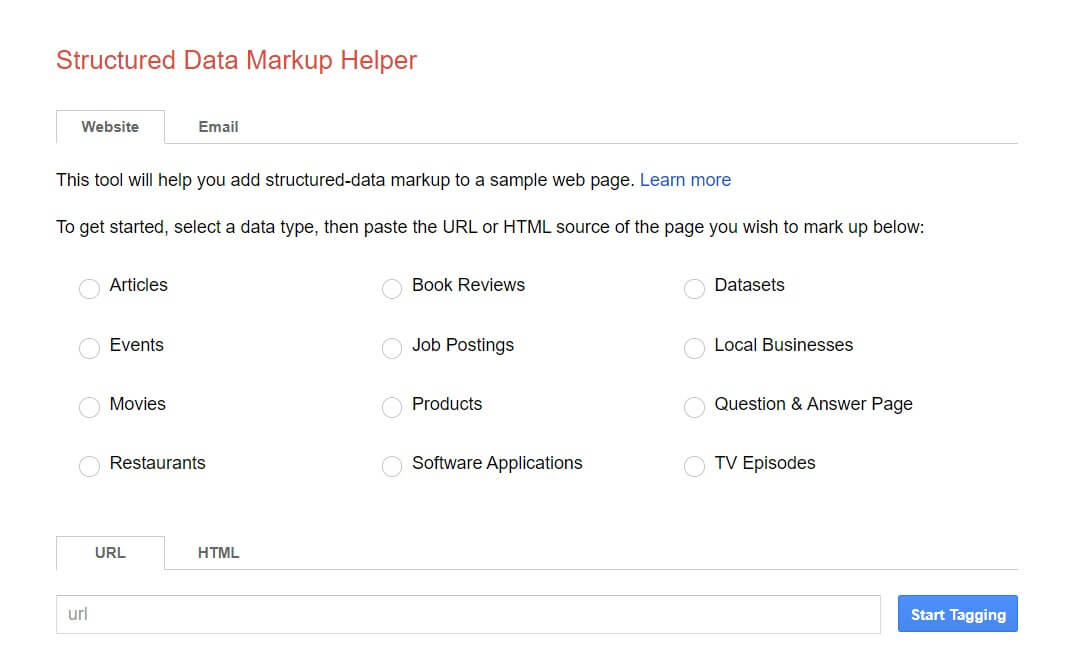 Google Structured Data Mark-up Helper