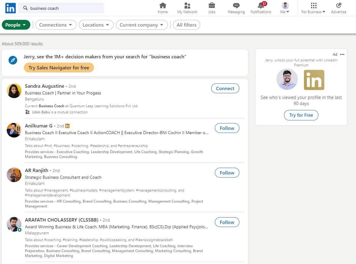 LinkedIn Account to the Premium Version