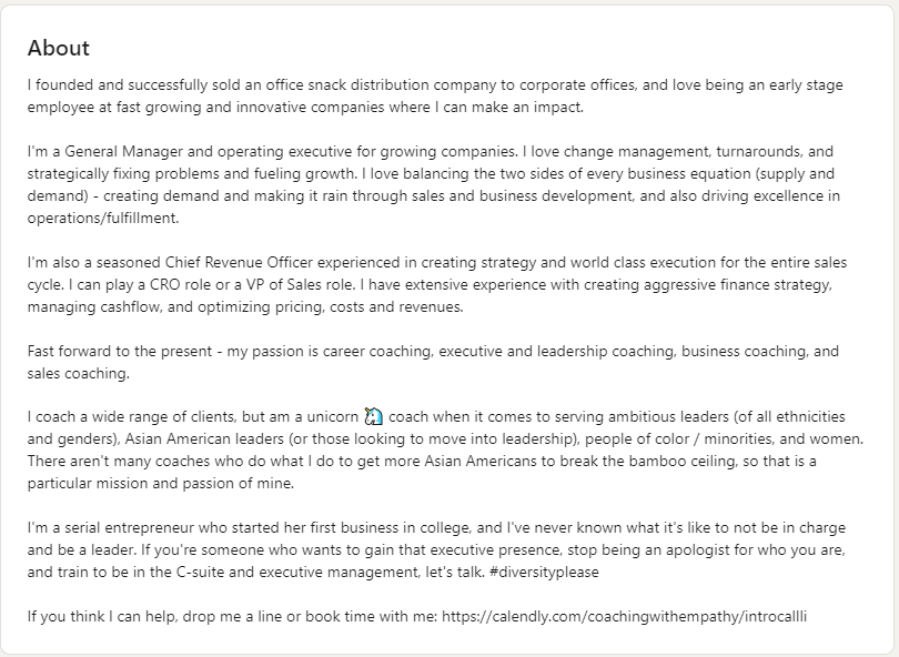 LinkedIn Profile about