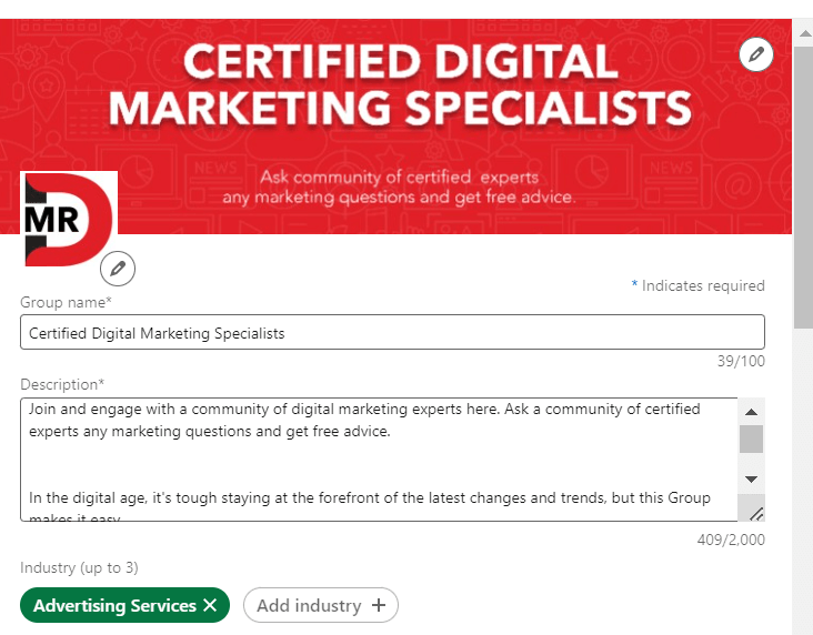 LinkedIn company details about your group