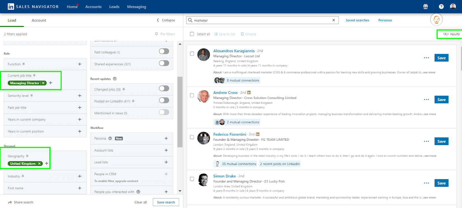 LinkedIn simple search 