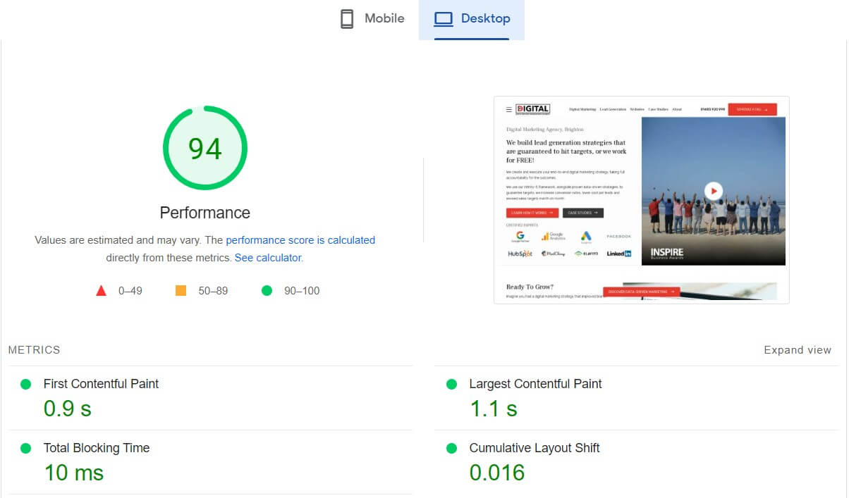 Page Loads Quickly